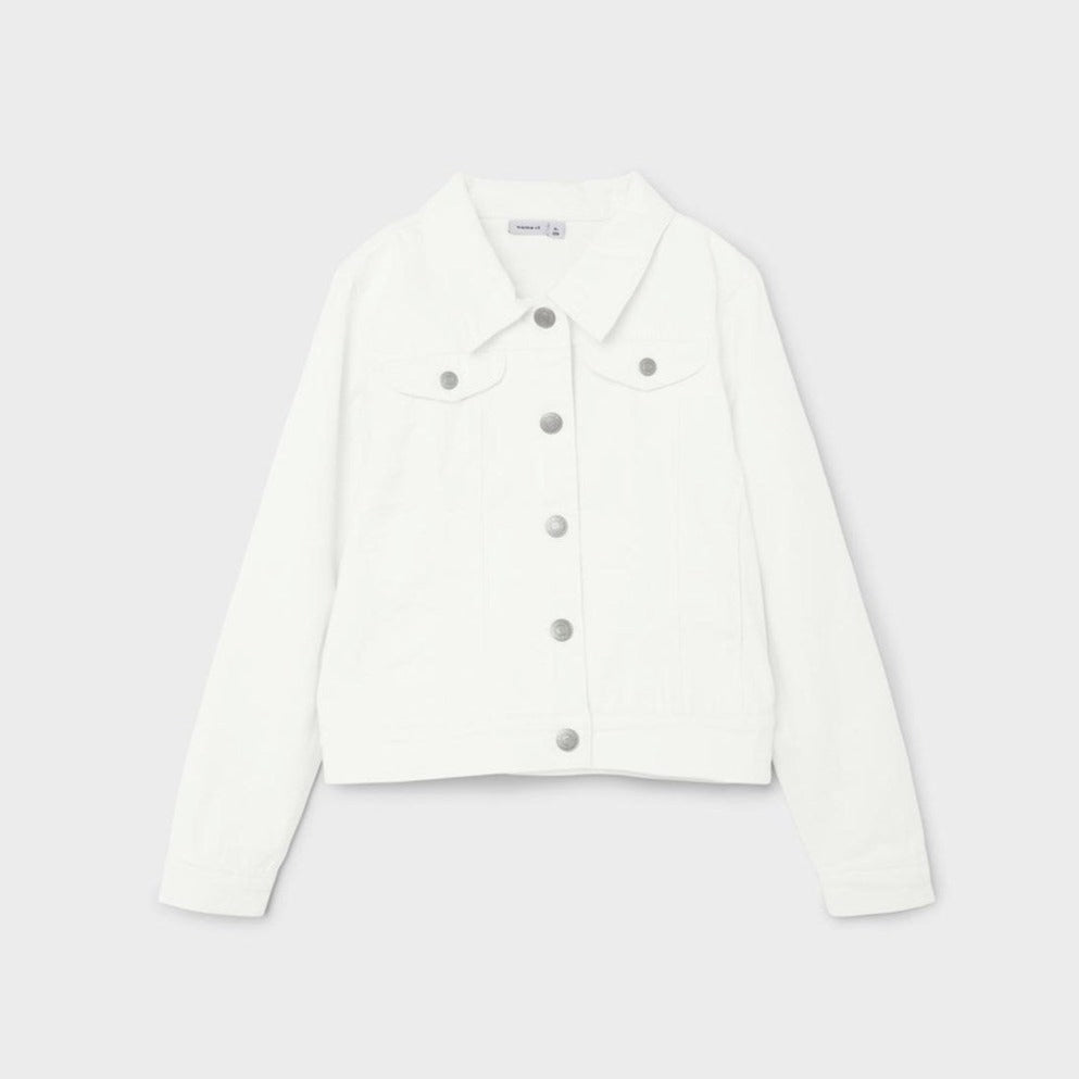 girls white twill jeans jacket 