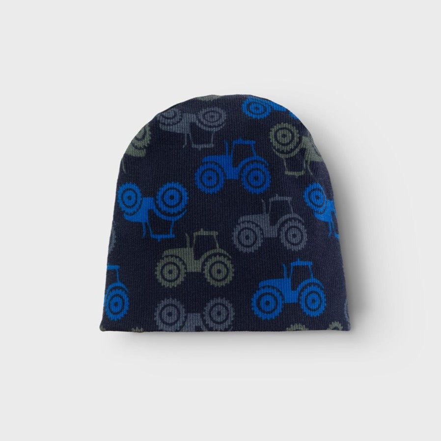 boys tractor patterned beanie