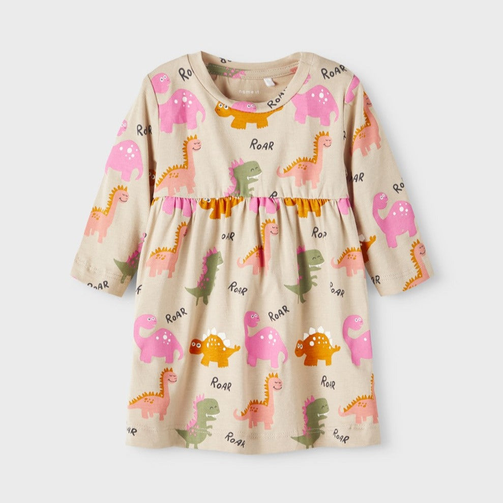 baby girl dress with dino pattern