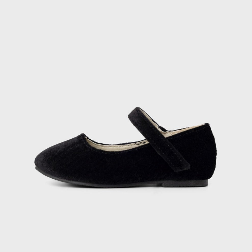 girls black velvet mary jane shoe