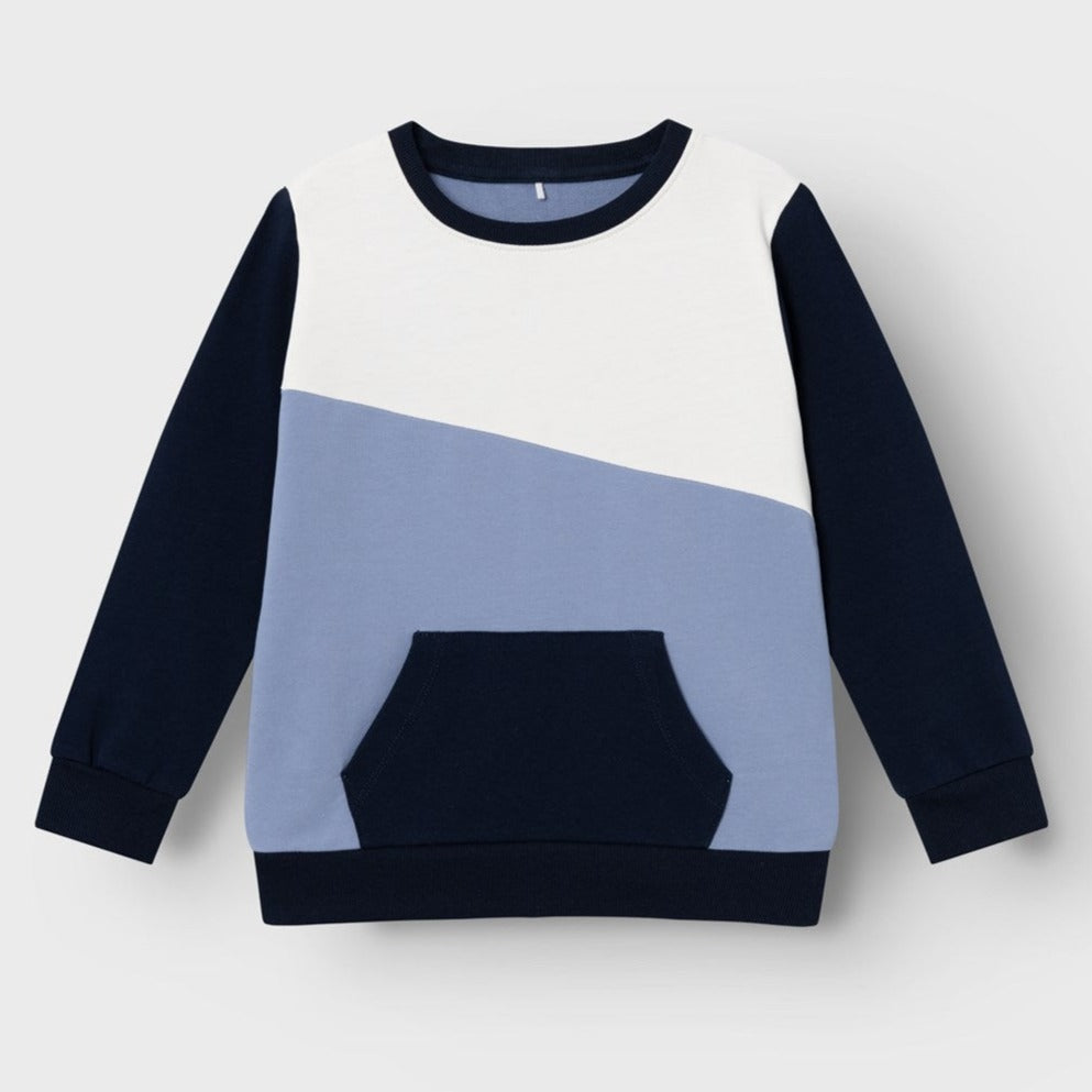 boys blue toned sweat top with half kangaroo pocket from Name it