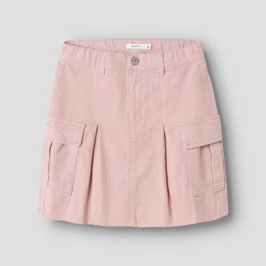 Pink skirt with cargo pockets on a light  background