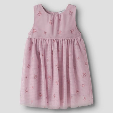 Pink dress with subtle pattern on a light  background