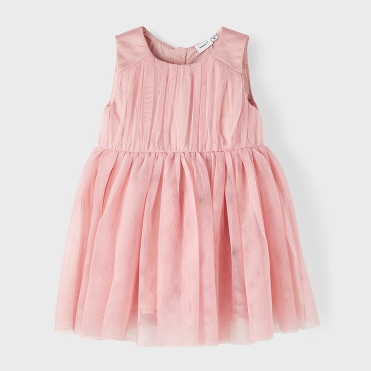 girls sleeveless tulle dress in pink